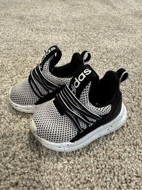 adidas Toddler Black and White Mesh Slip-On Sneakers